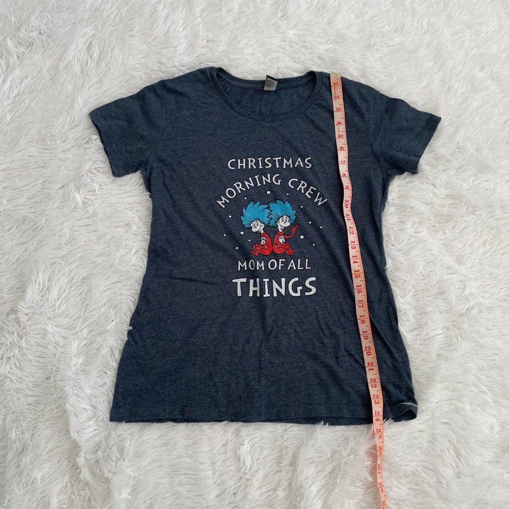 Women Christmas Morning Crew T-Shirt in Heathered Gray Small - Picture 4 of 7